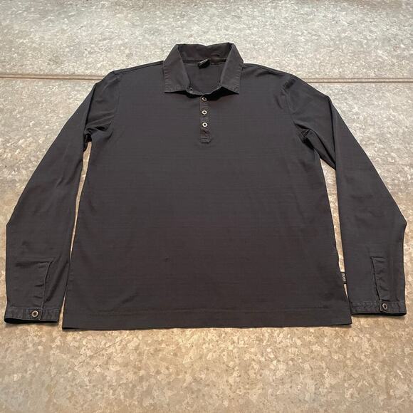 BOSS Hugo Boss Long Sleeve Polo Shirt Mens Large Dark Blue Cotton Lesona Stripe - Picture 1 of 12
